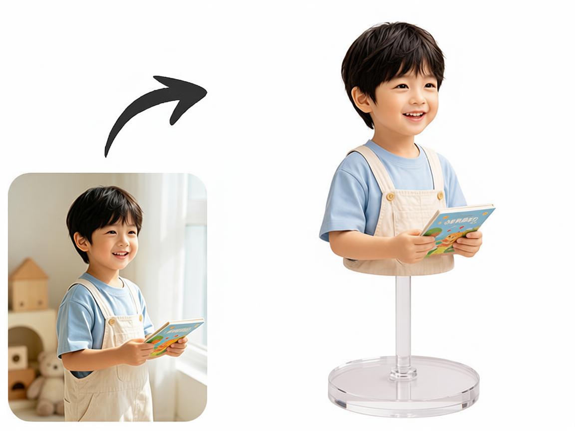 Custom children's 3D portrait figurine made from photo by Joyfulpop