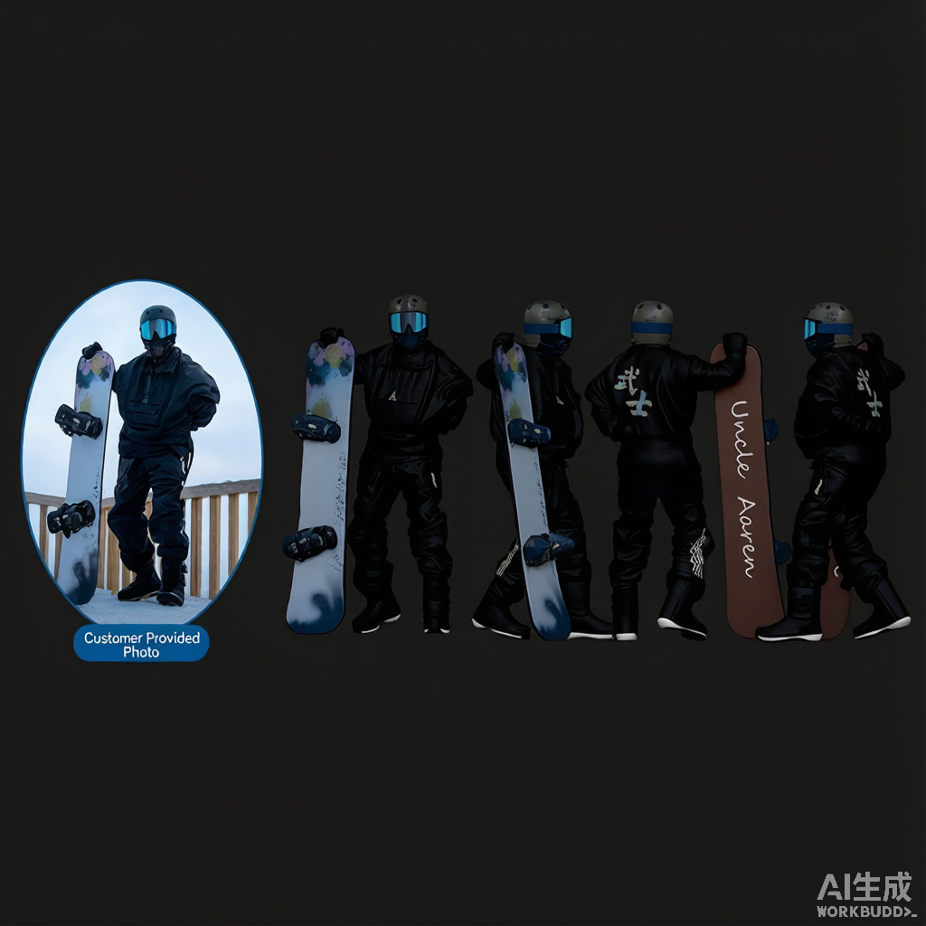 Custom ski-themed 3D figurine in winter gear from photo by Joyfulpop