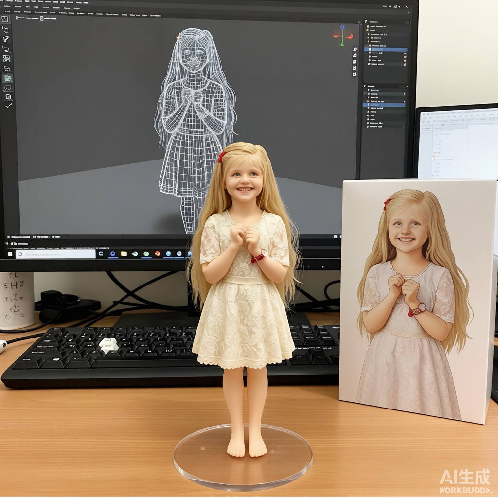 Custom children's 3D portrait figurine made from photo by Joyfulpop