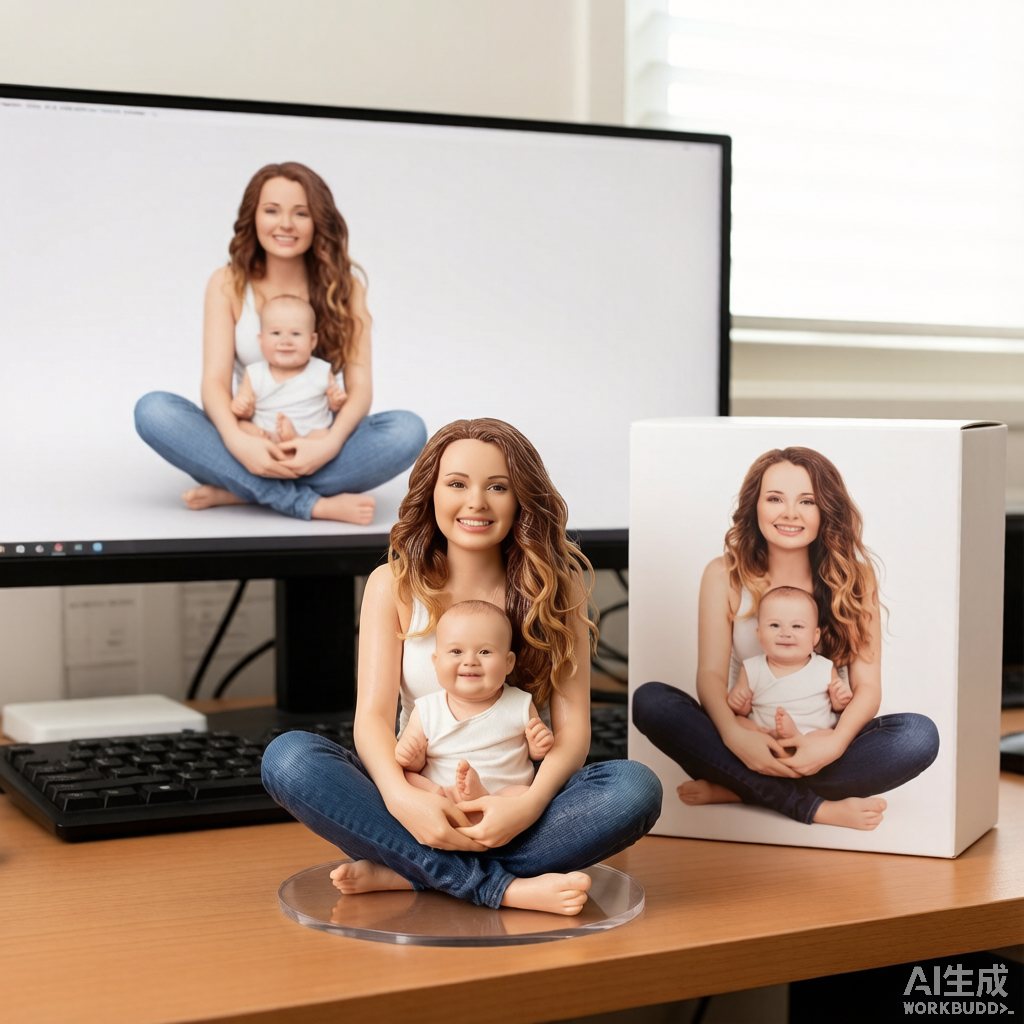 Custom family 3D portrait figurine from photo by Joyfulpop