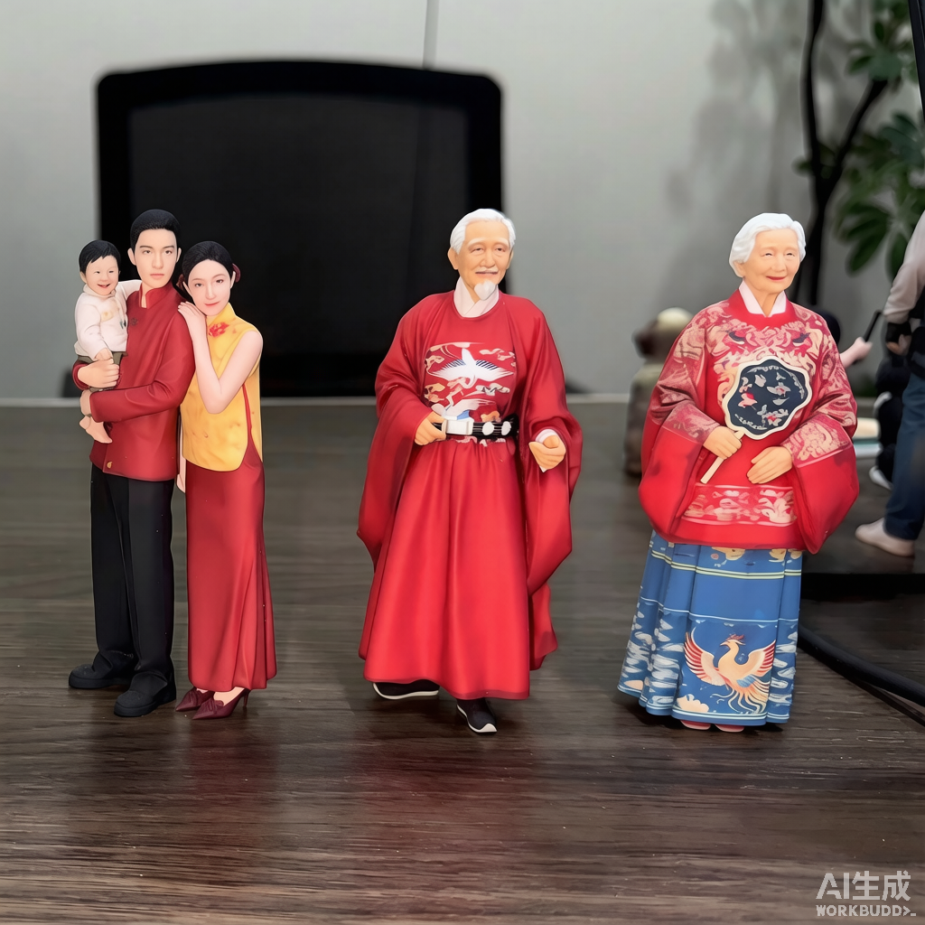 Custom family 3D portrait figurine from photo by Joyfulpop