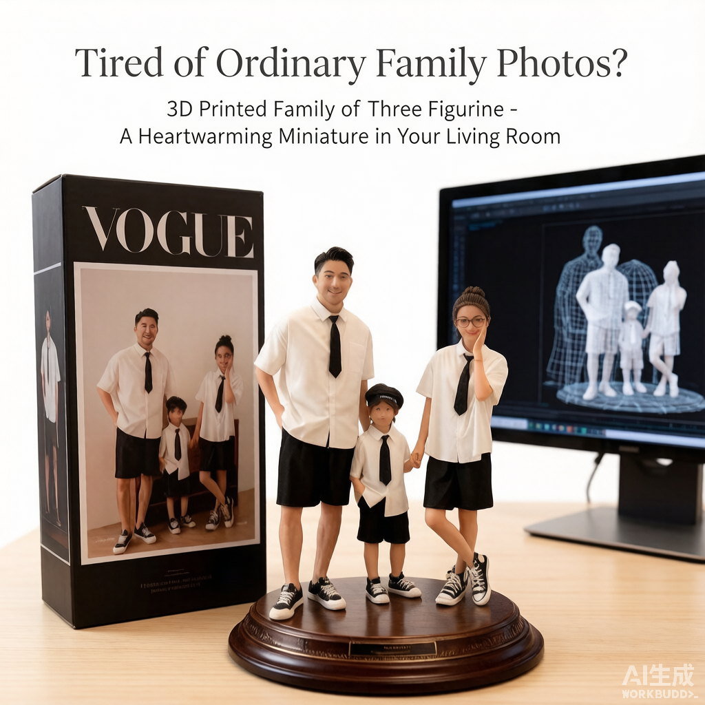 Custom family 3D portrait figurine from photo by Joyfulpop