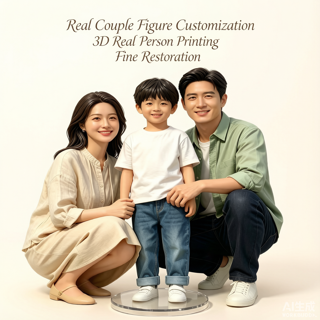 Custom family 3D portrait figurine from photo by Joyfulpop