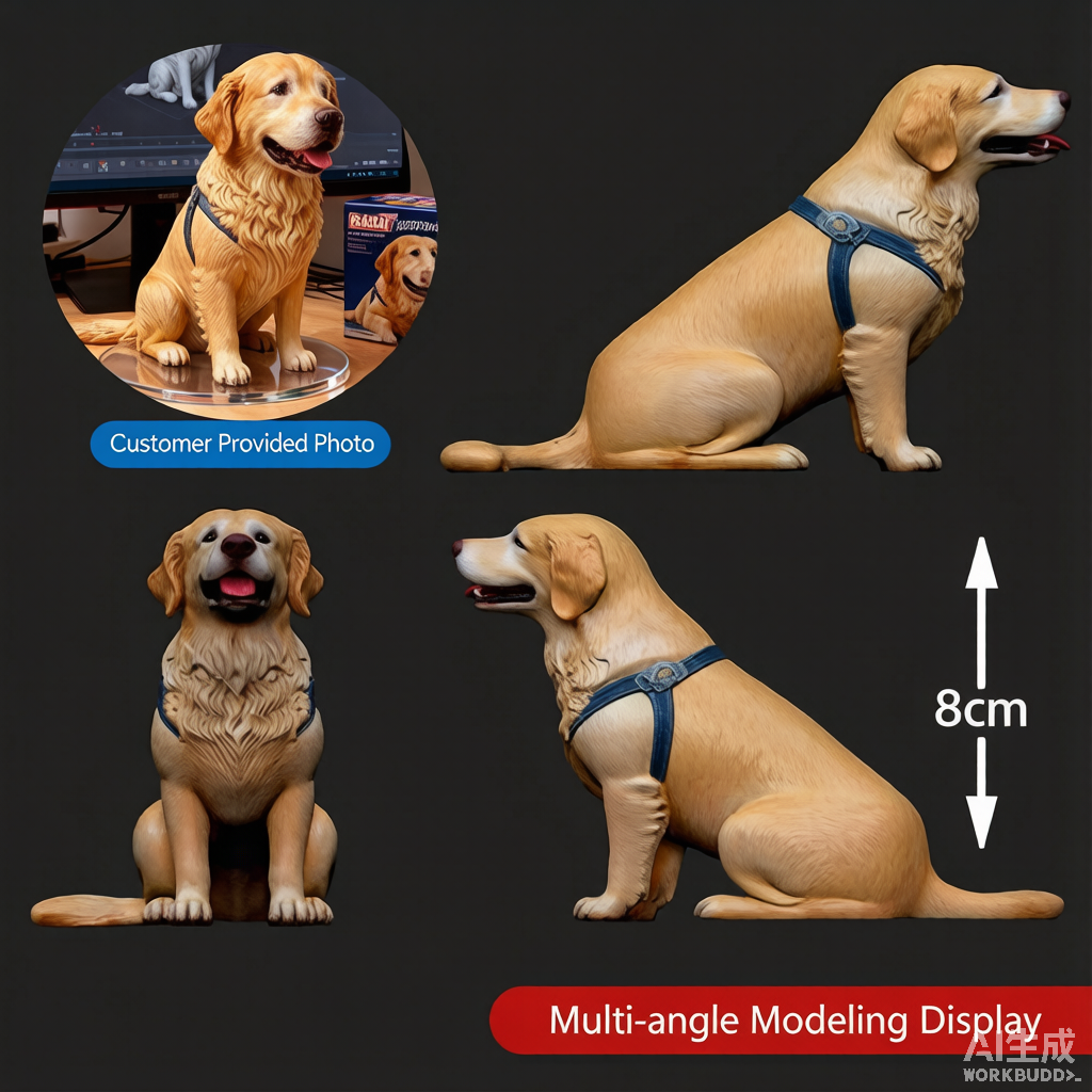 Custom pet memorial 3D figurine from photo by Joyfulpop