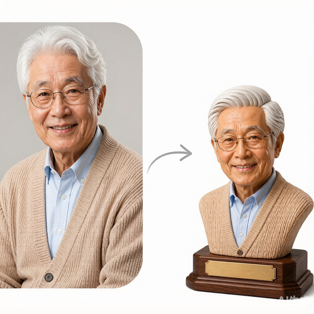 Custom elderly memorial 3D figurine from photo by Joyfulpop