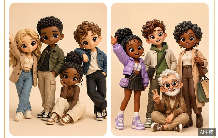 Custom family 3D portrait figurine from photo by Joyfulpop