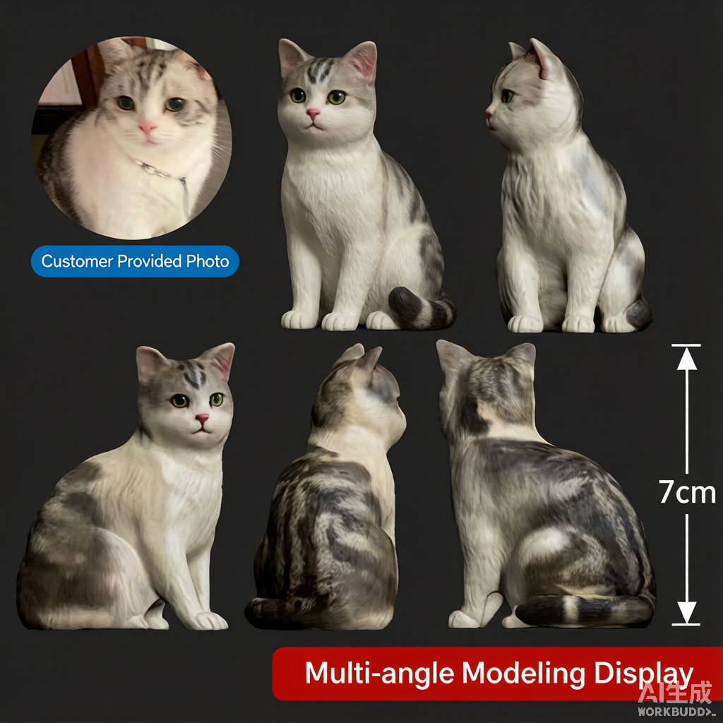 Custom pet memorial 3D figurine from photo by Joyfulpop