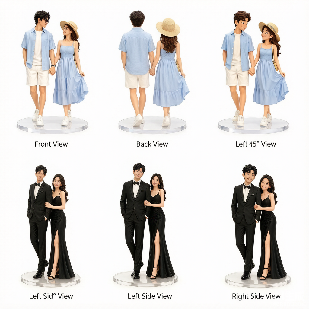 Custom couple 3D figurine sculpted from photo by Joyfulpop