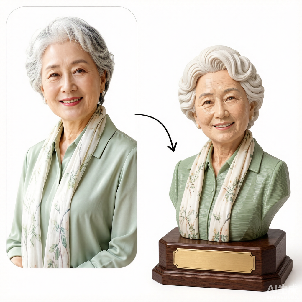 Custom elderly memorial 3D figurine from photo by Joyfulpop