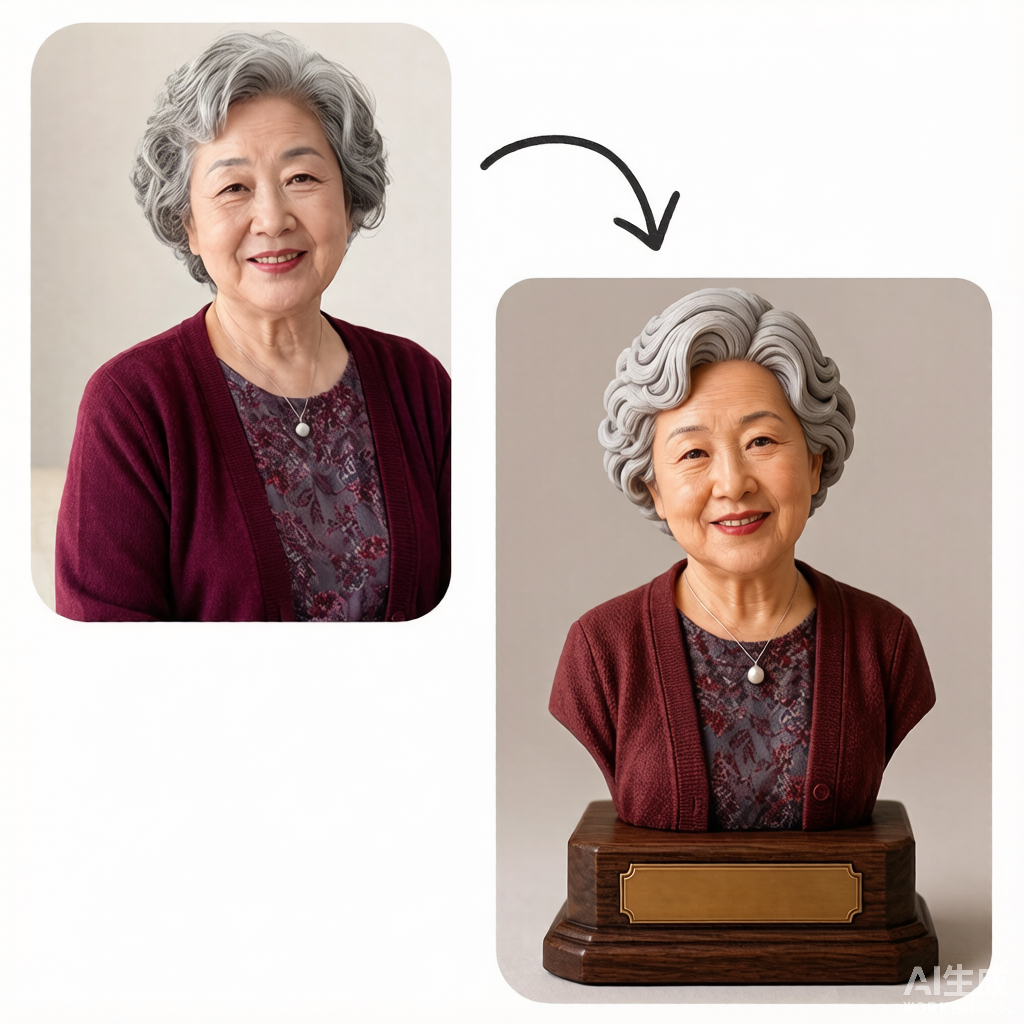 Custom elderly memorial 3D figurine from photo by Joyfulpop