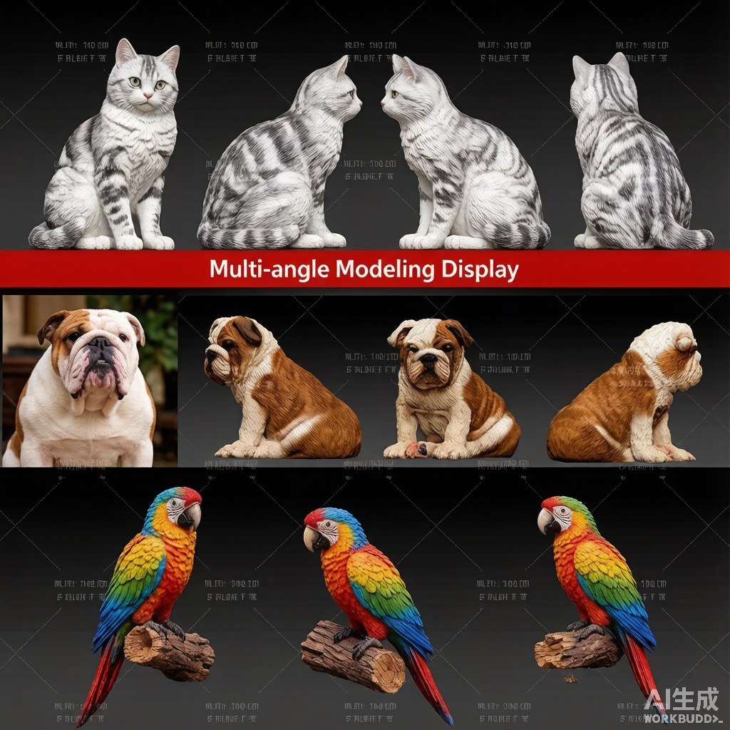 Custom pet memorial 3D figurine from photo by Joyfulpop