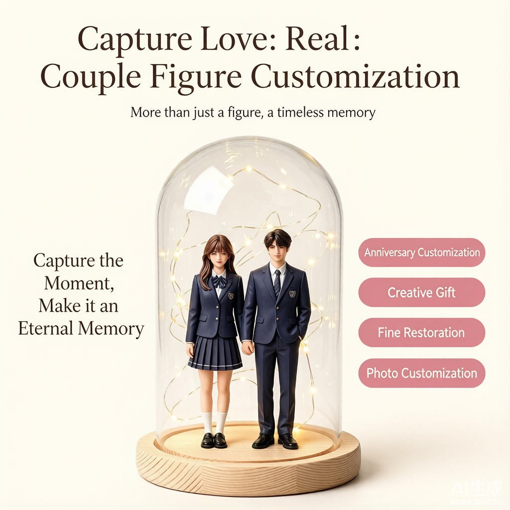 Custom couple 3D figurine sculpted from photo by Joyfulpop