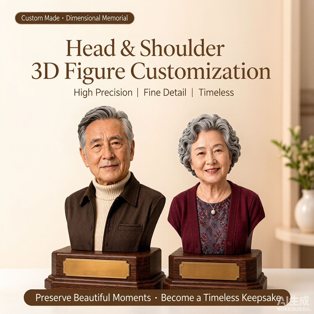 Custom elderly memorial 3D figurine from photo by Joyfulpop