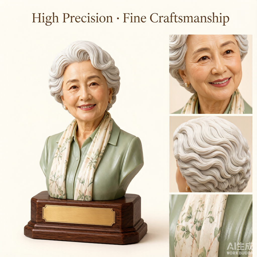 Custom elderly memorial 3D figurine from photo by Joyfulpop