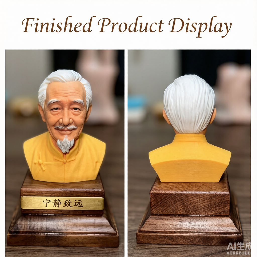 Custom elderly memorial 3D figurine from photo by Joyfulpop