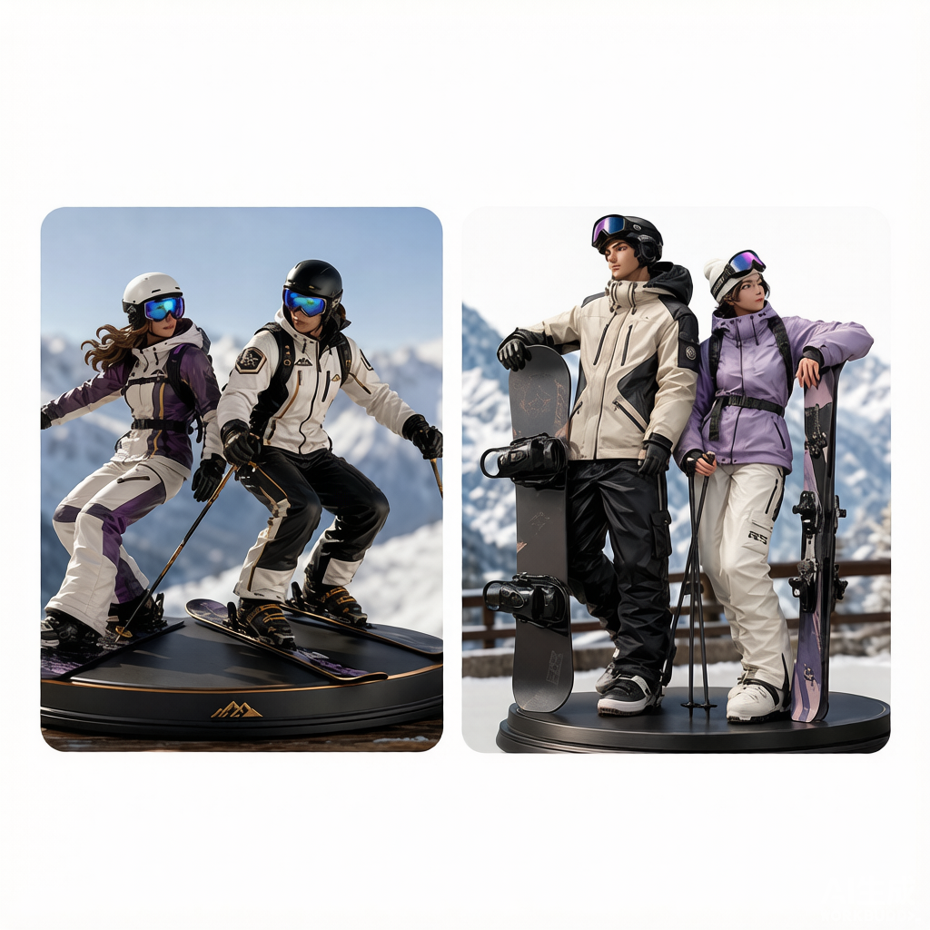 Custom ski-themed 3D figurine in winter gear from photo by Joyfulpop