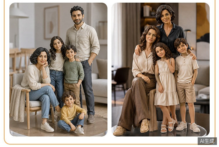 Custom family 3D portrait figurine from photo by Joyfulpop