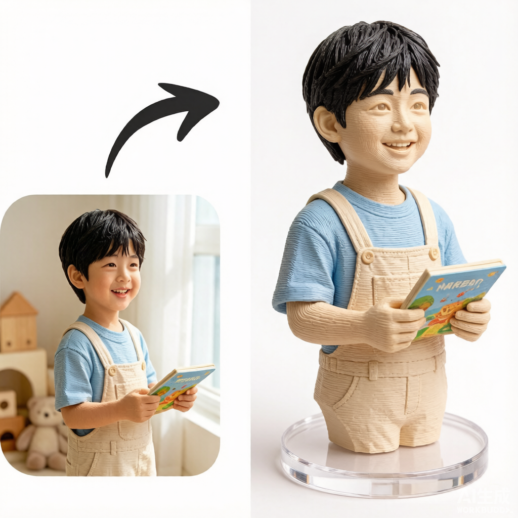 Custom children's 3D portrait figurine made from photo by Joyfulpop