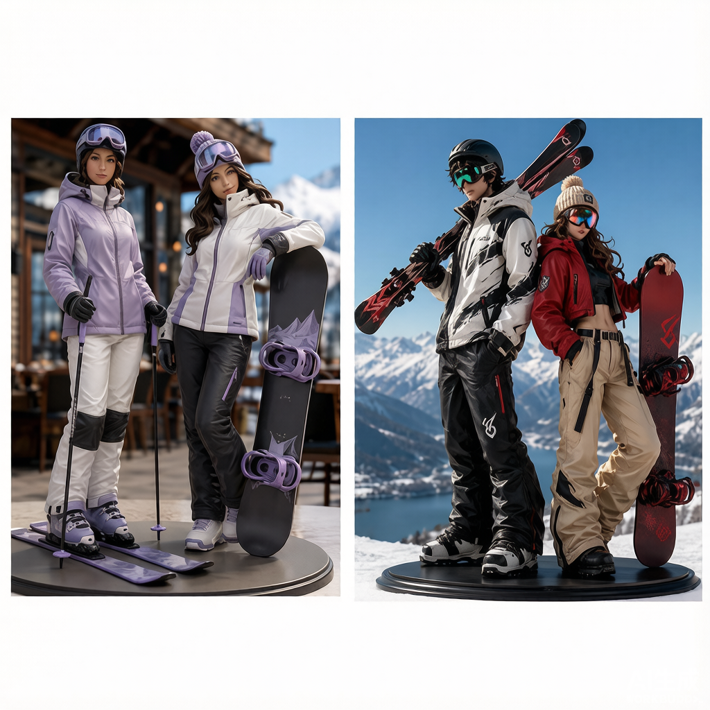 Custom ski-themed 3D figurine in winter gear from photo by Joyfulpop