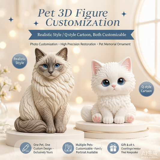 Custom pet memorial 3D figurine from photo by Joyfulpop