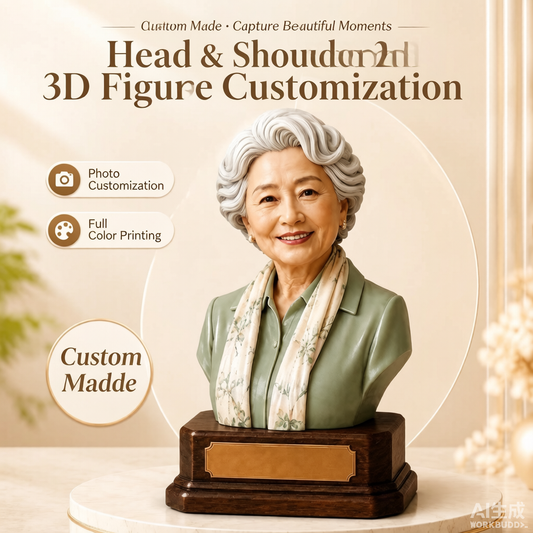 Custom elderly memorial 3D figurine from photo by Joyfulpop
