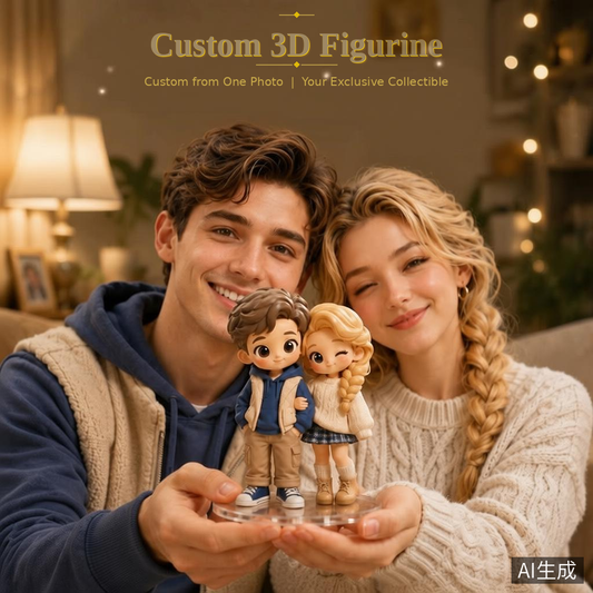 Custom couple 3D figurine sculpted from photo by Joyfulpop