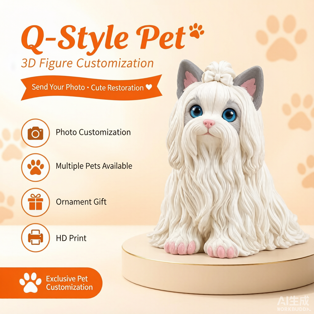 Custom pet memorial 3D figurine from photo by Joyfulpop