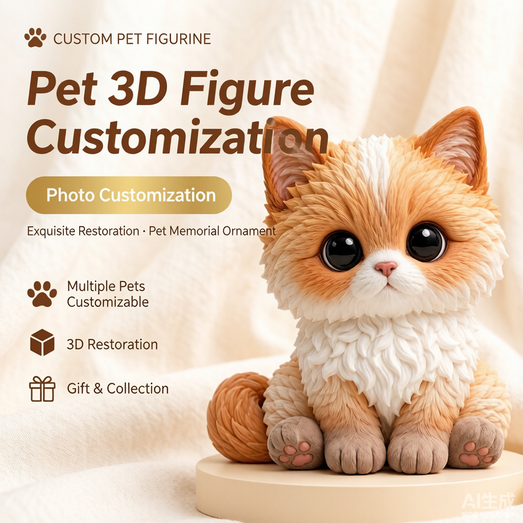 Custom pet memorial 3D figurine from photo by Joyfulpop