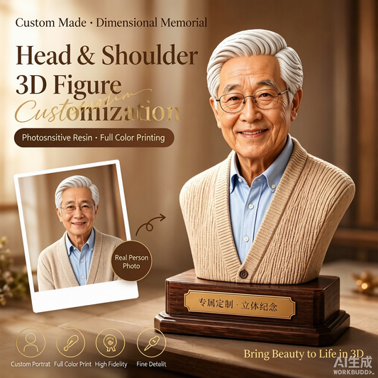 Custom elderly memorial 3D figurine from photo by Joyfulpop