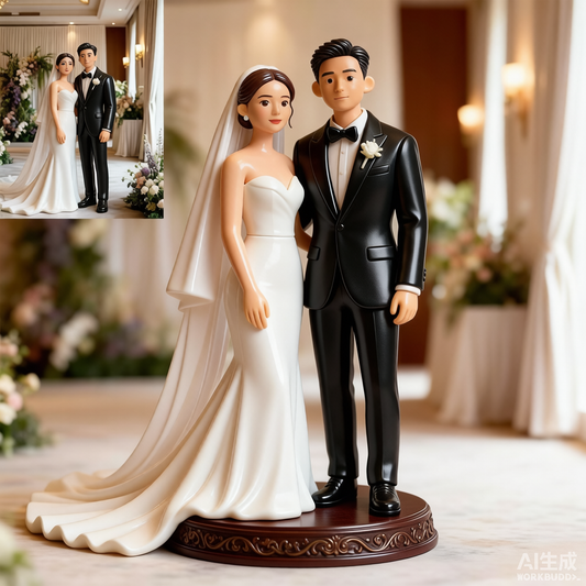 Custom wedding couple 3D figurine from photo by Joyfulpop
