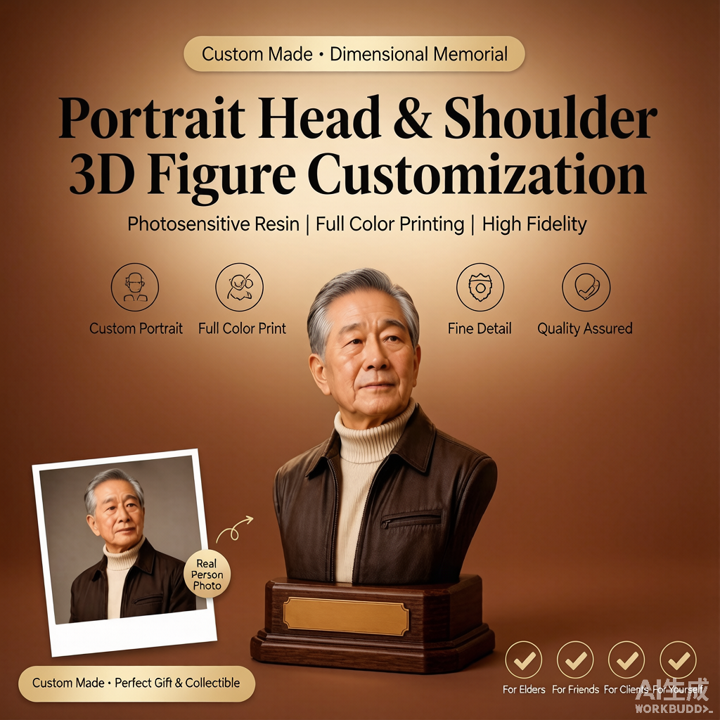 Custom elderly memorial 3D figurine from photo by Joyfulpop