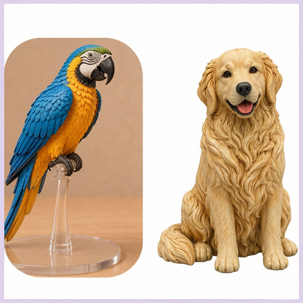 Custom pet memorial 3D figurine from photo by Joyfulpop