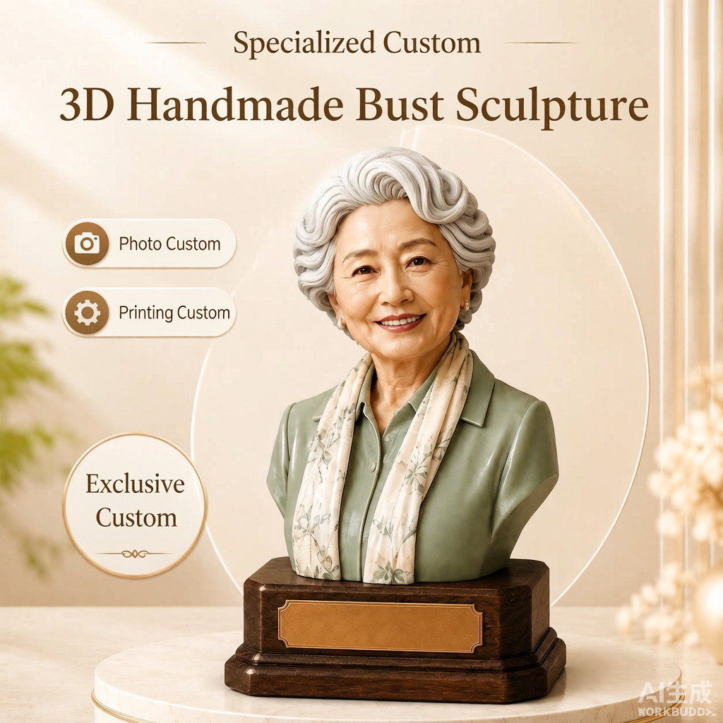 Custom elderly memorial 3D figurine from photo by Joyfulpop