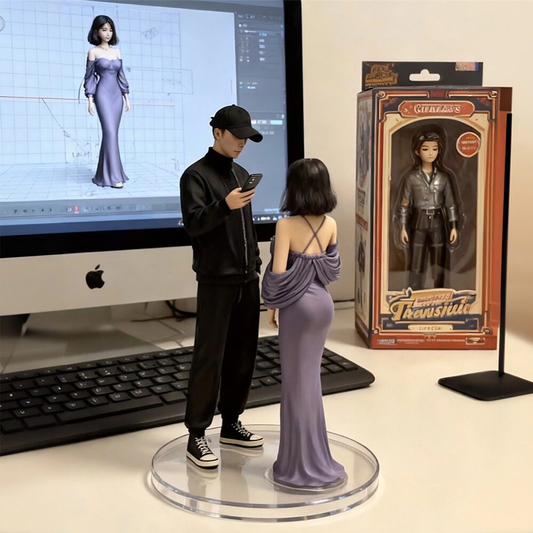Custom couple 3D figurine sculpted from photo by Joyfulpop
