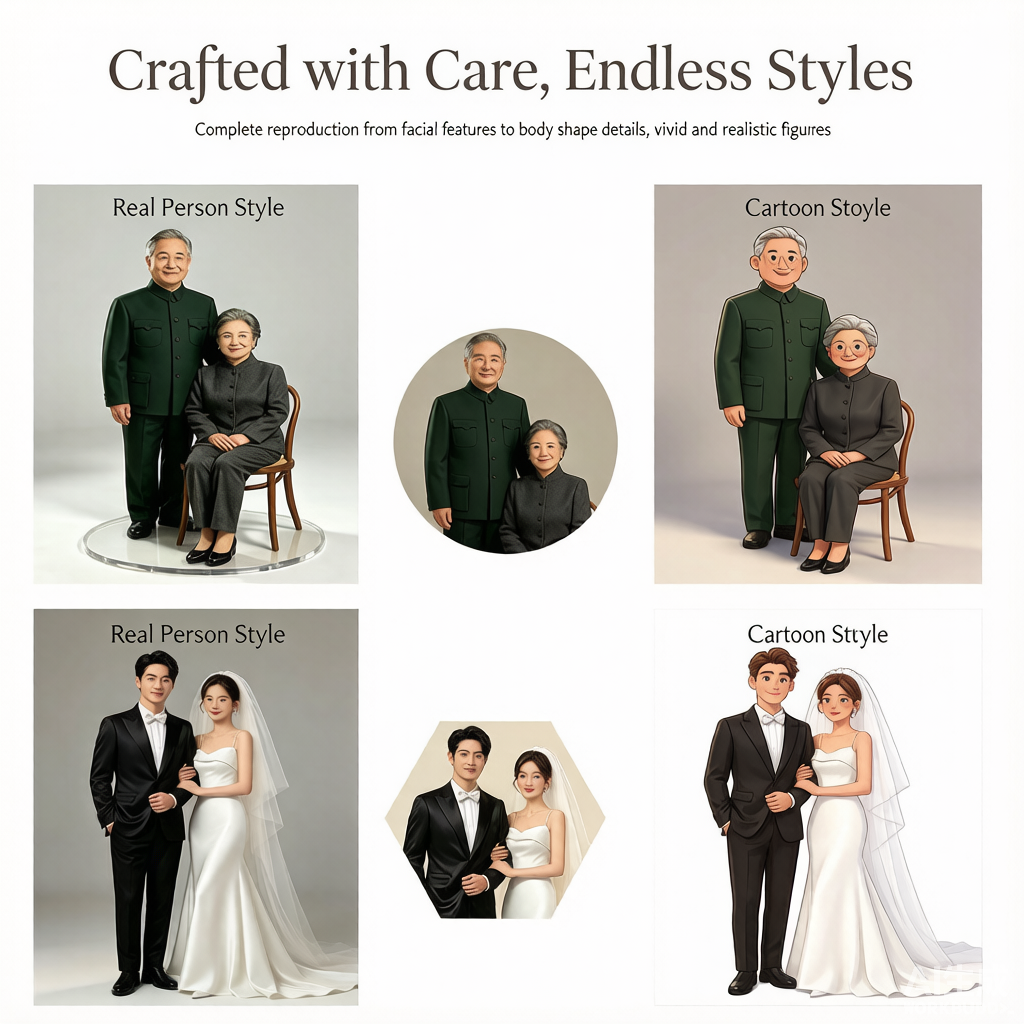 Custom couple 3D figurine sculpted from photo by Joyfulpop
