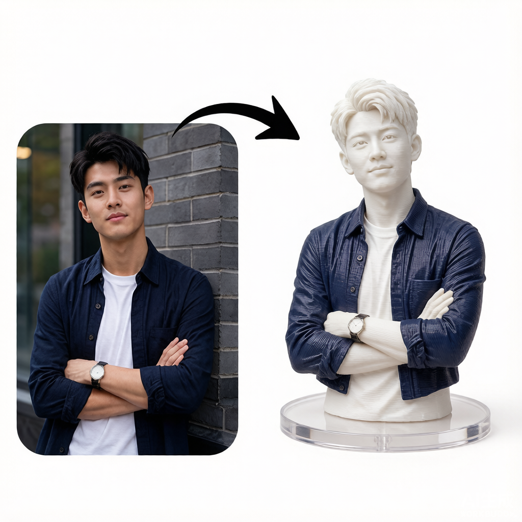 Custom half-body 3D bust figurine from photo by Joyfulpop