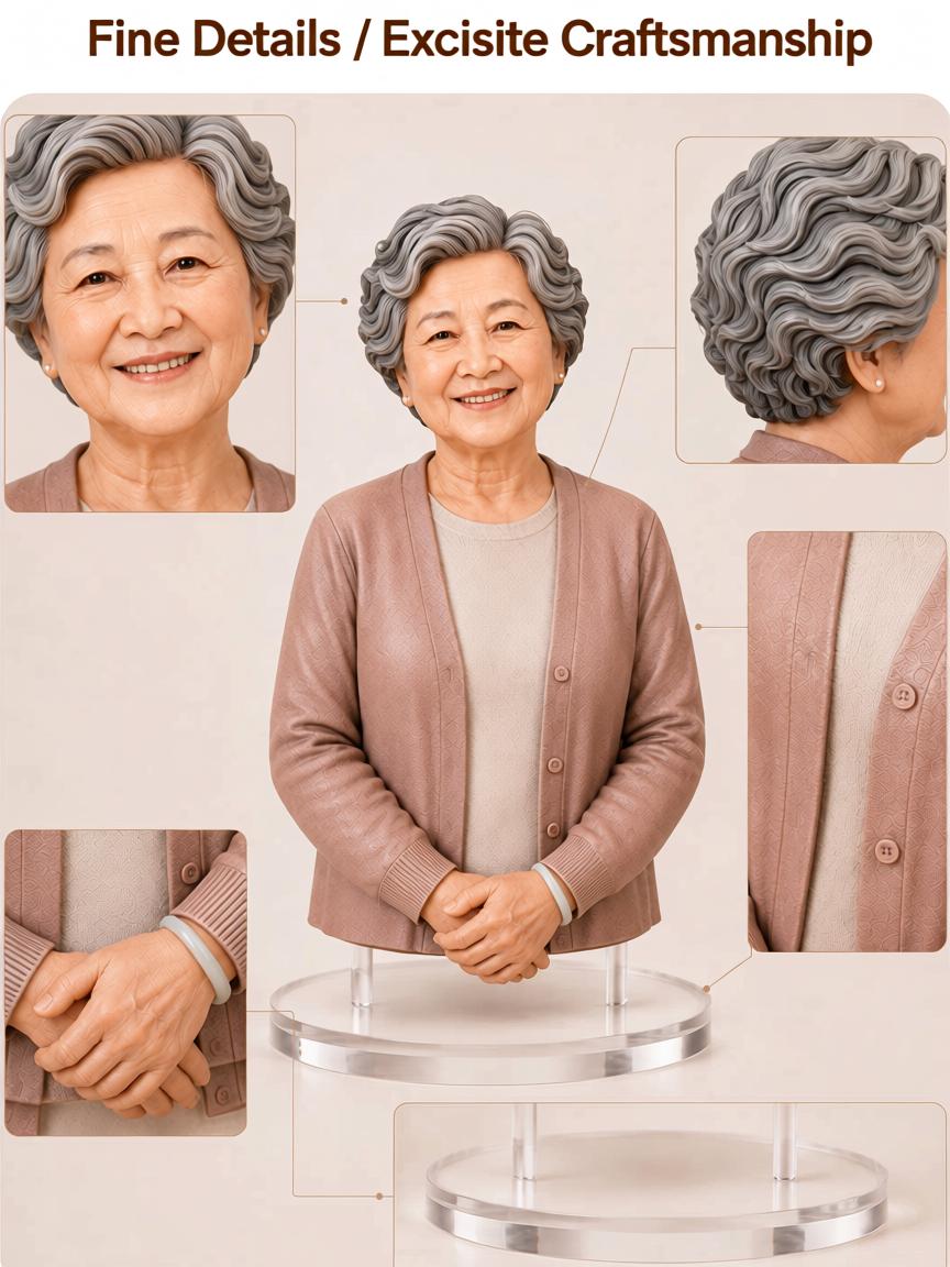 Custom elderly memorial 3D figurine from photo by Joyfulpop