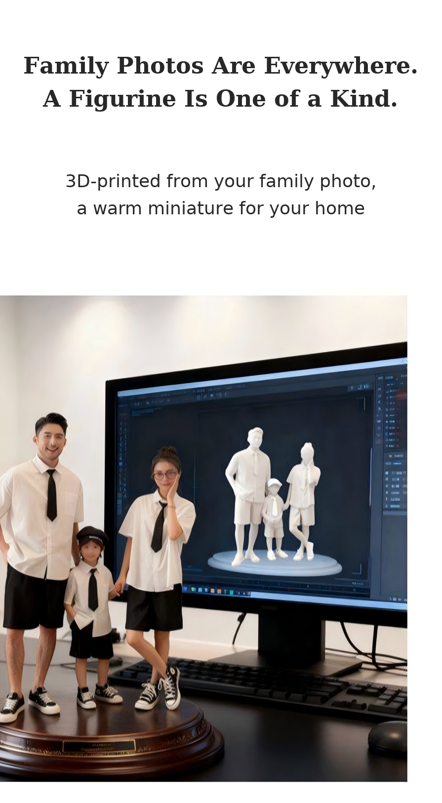 Custom family 3D portrait figurine from photo by Joyfulpop