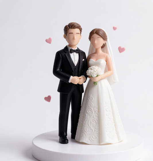 Custom couple 3D figurine sculpted from photo by Joyfulpop