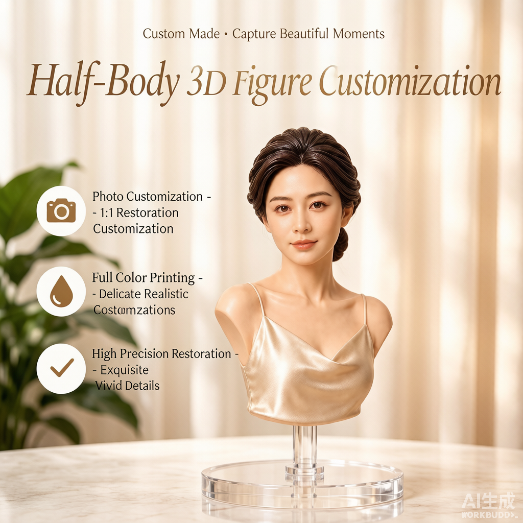 Custom half-body 3D bust figurine from photo by Joyfulpop