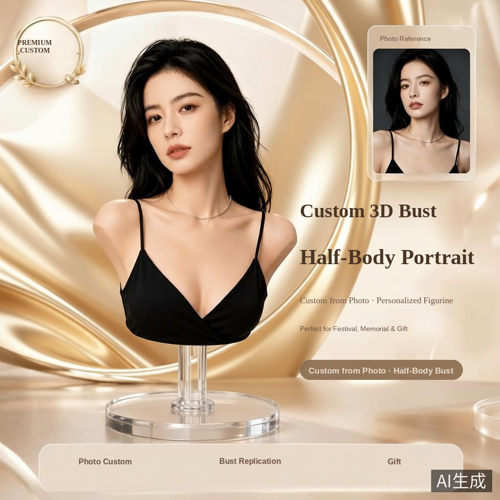 Custom half-body 3D bust figurine from photo by Joyfulpop