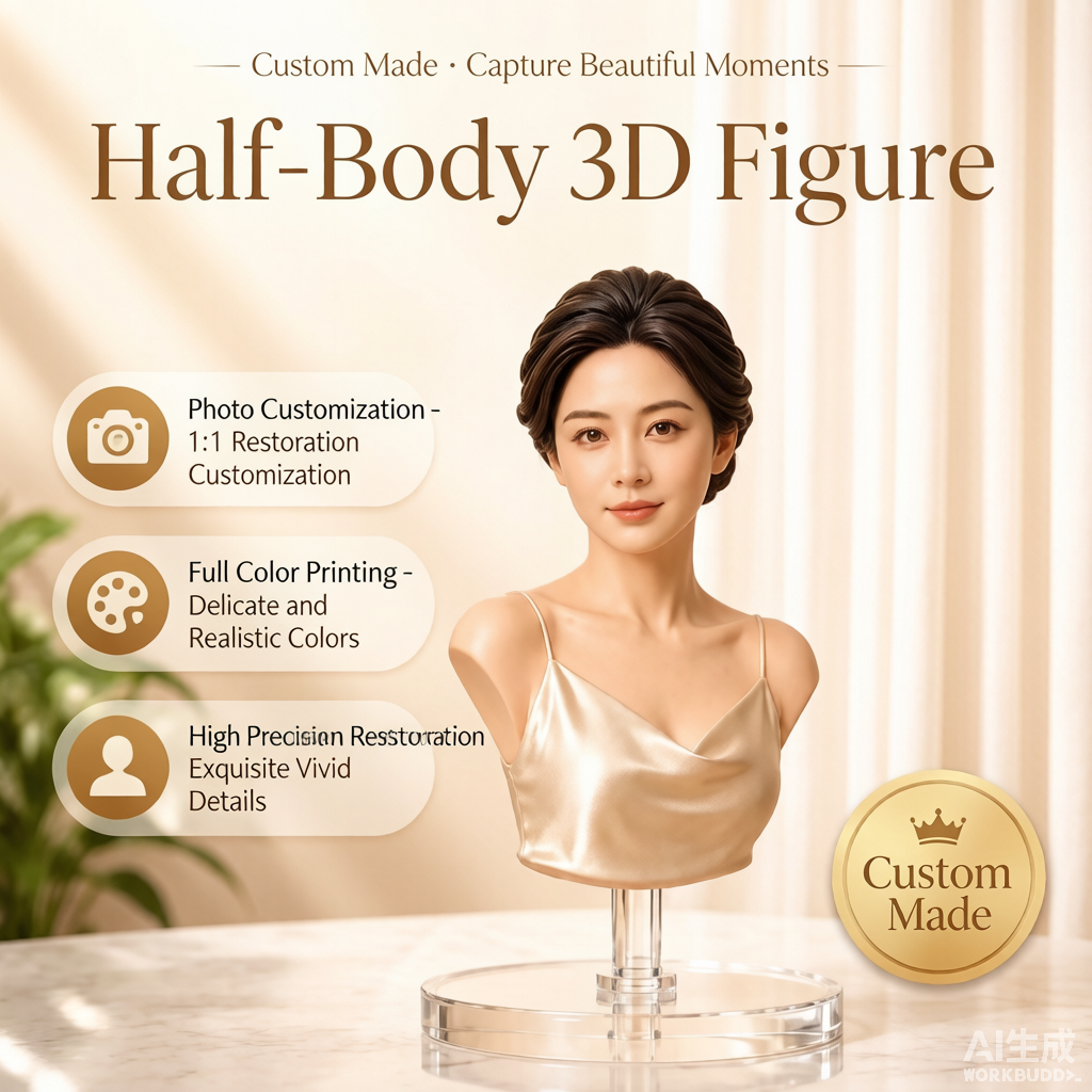 Custom half-body 3D bust figurine from photo by Joyfulpop