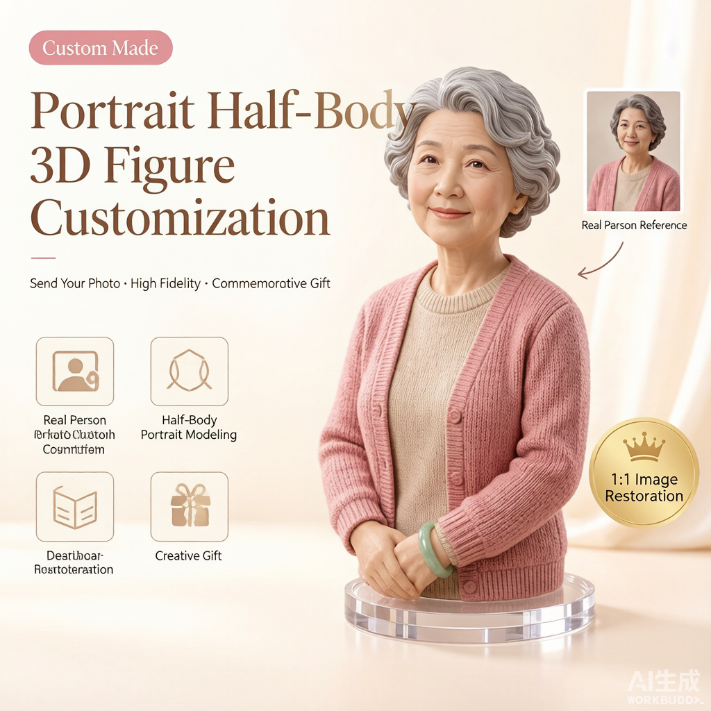 Custom half-body 3D bust figurine from photo by Joyfulpop