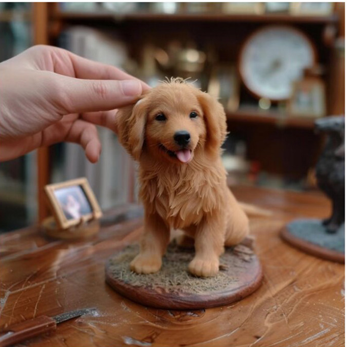Custom pet memorial 3D figurine from photo by Joyfulpop