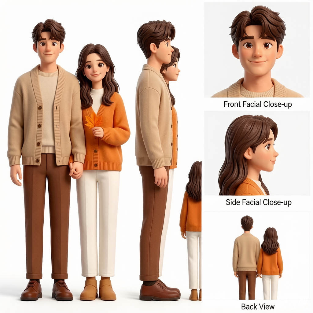 Custom couple 3D figurine sculpted from photo by Joyfulpop