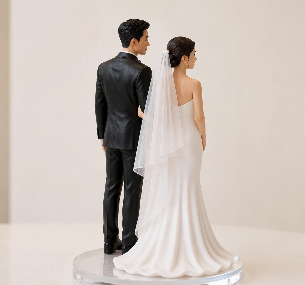 Custom couple 3D figurine sculpted from photo by Joyfulpop